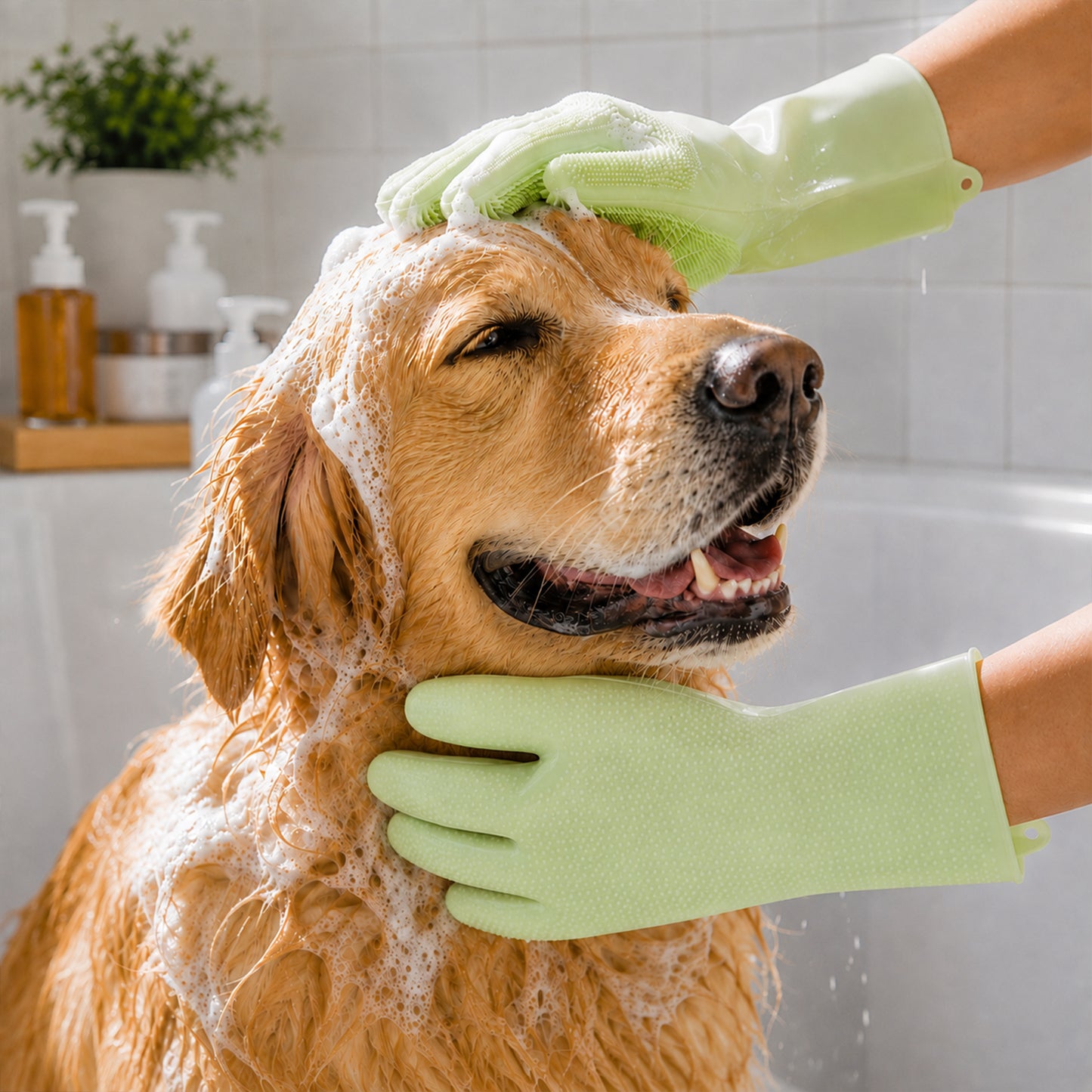 Silicone cleaning gloves for pet bathing
