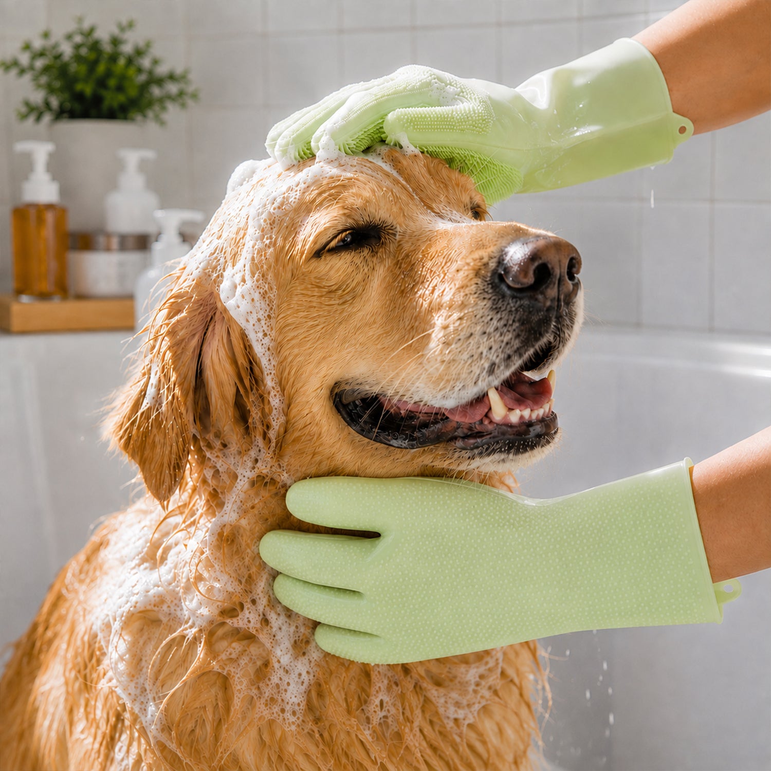 Silicone cleaning gloves for pet bathing