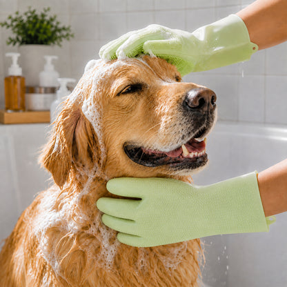 Silicone cleaning gloves for pet bathing