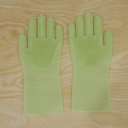 Live product photo of silicone cleaning gloves