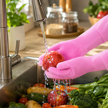 Silicone cleaning gloves for washing fruits and vegetables