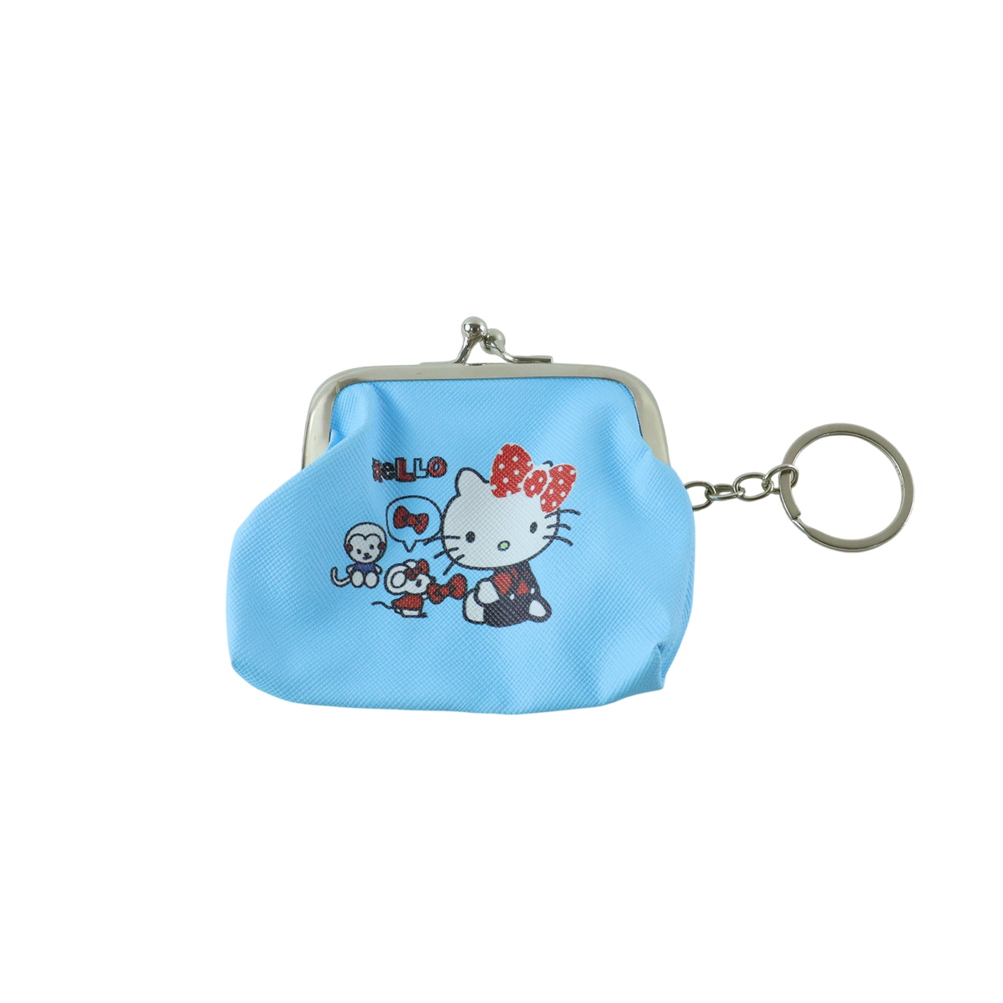 Cute mini coin purse keychain on white background