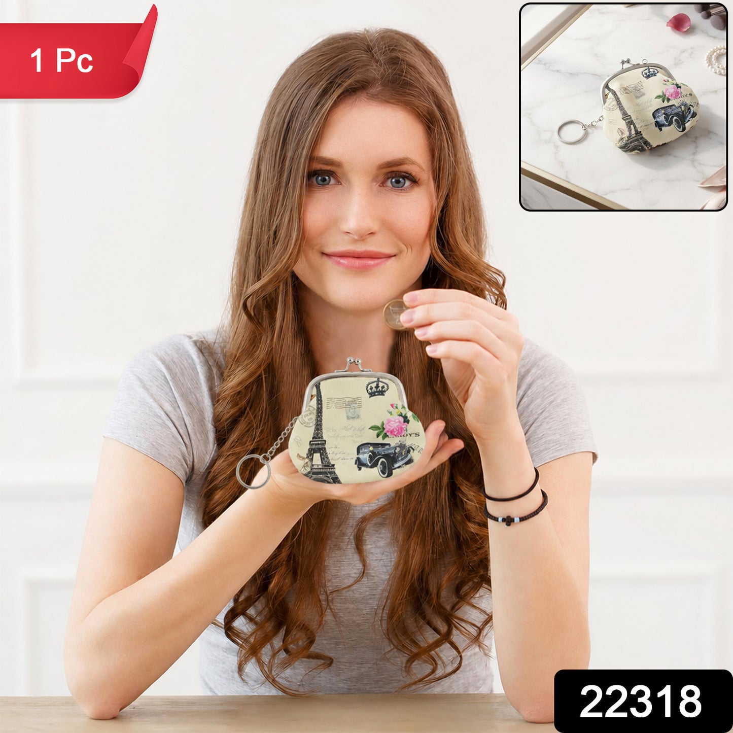 22318 cute mini coin purse keychain SKU image