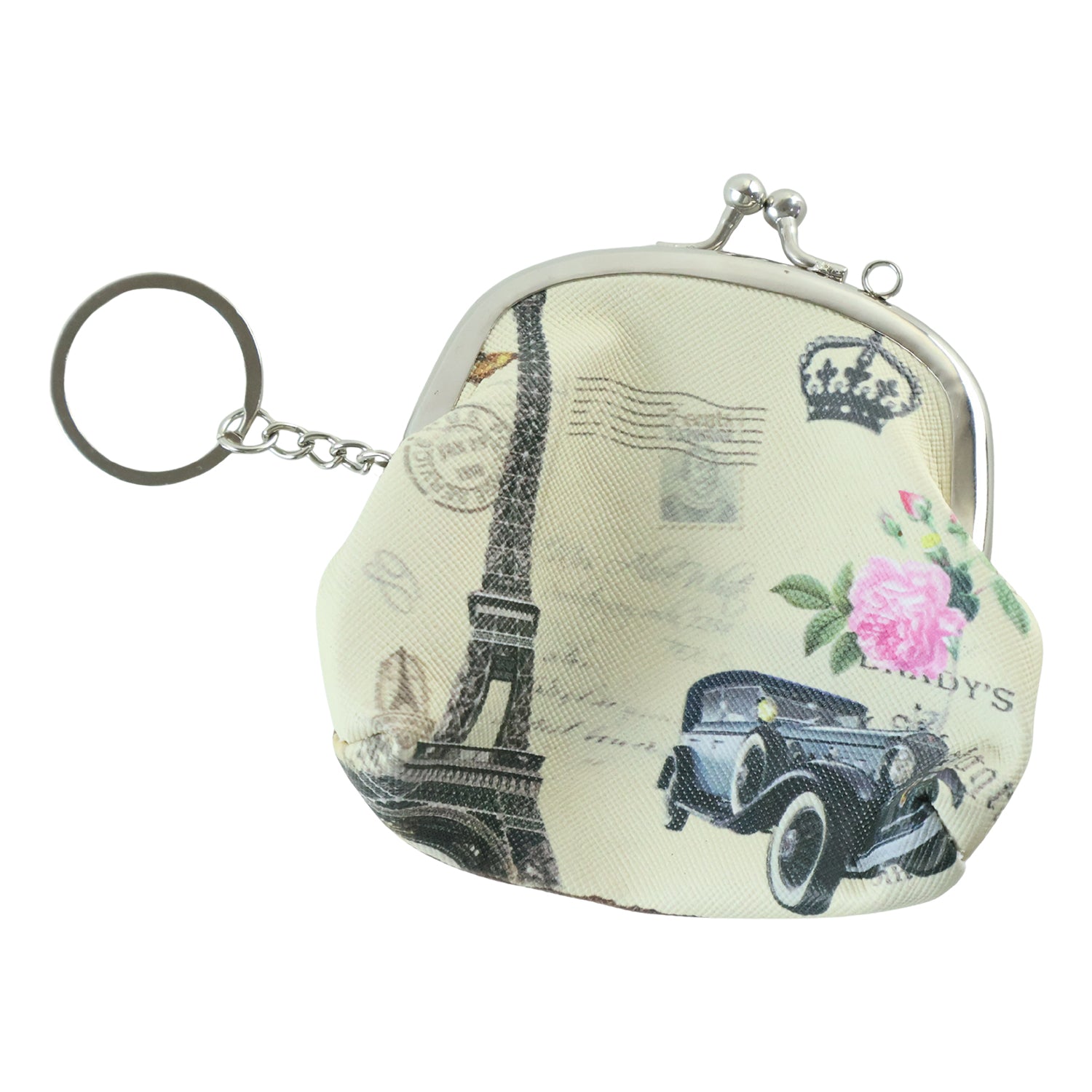 Mini canvas coin purse on white background