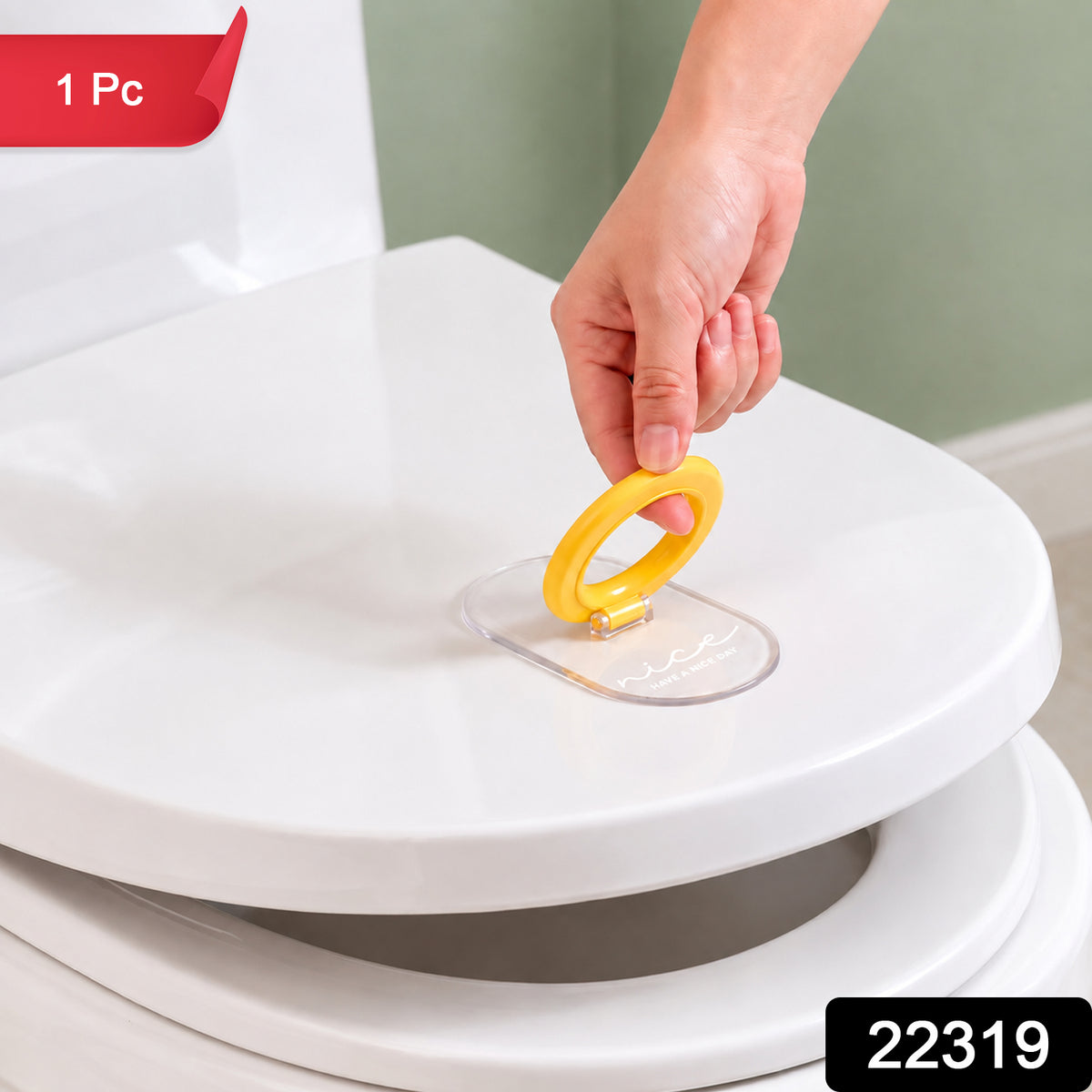 Toilet Seat Lifter with Folding Ring Handle and Self Adhesive Clear Base (1 Pc)