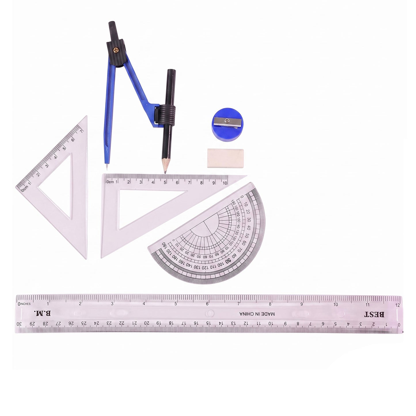 Geometry stationery set white background