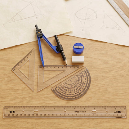 School geometry drawing instruments set