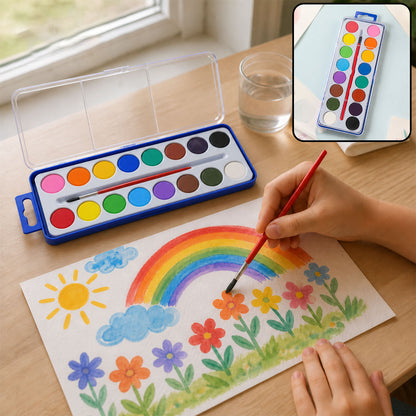 16 color watercolor paint set with brush