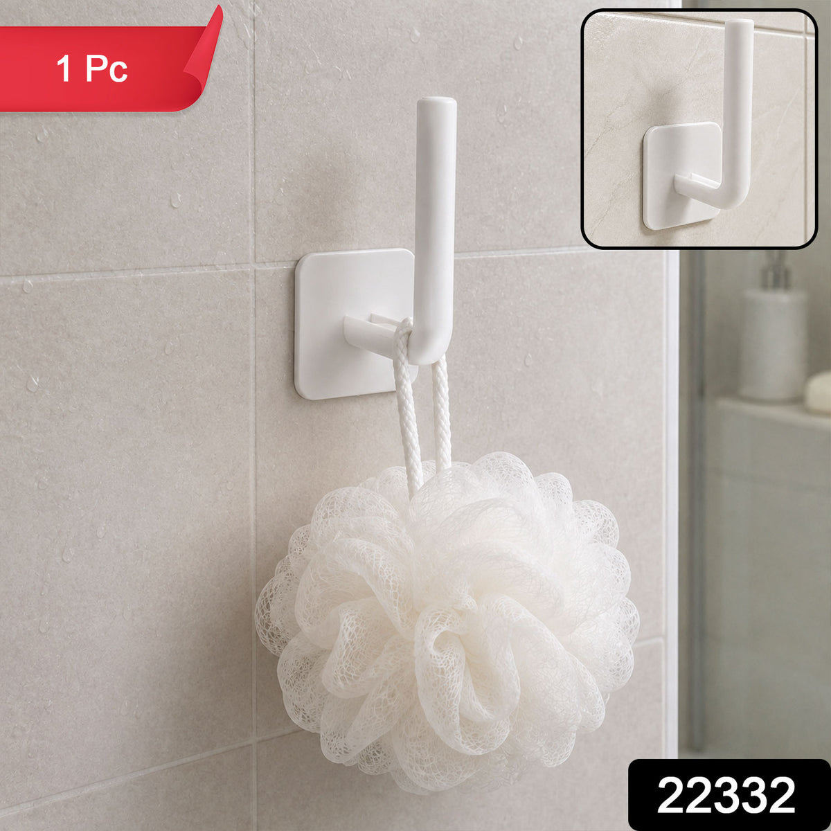 Self Adhesive Wall Hook for Bathroom Drill Free Towel Hook (1 Pc)