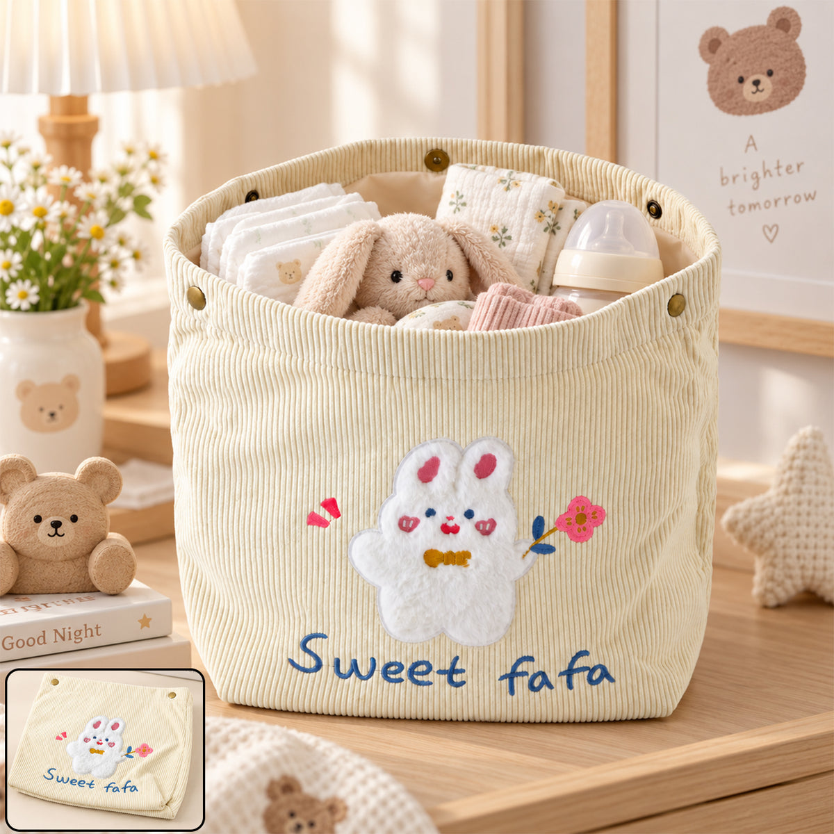 Foldable fabric storage basket product image 1
