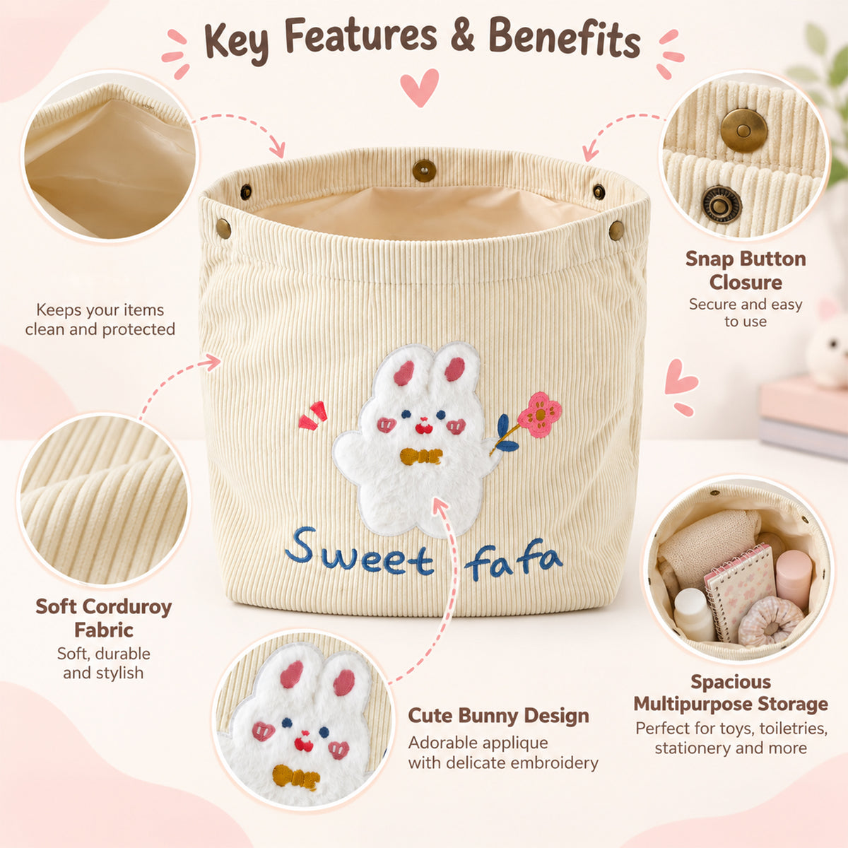 Foldable fabric storage basket product image 8