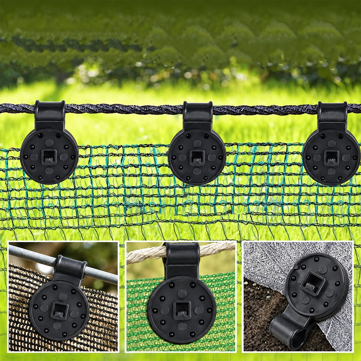 Shade cloth plastic clips used with different net supports