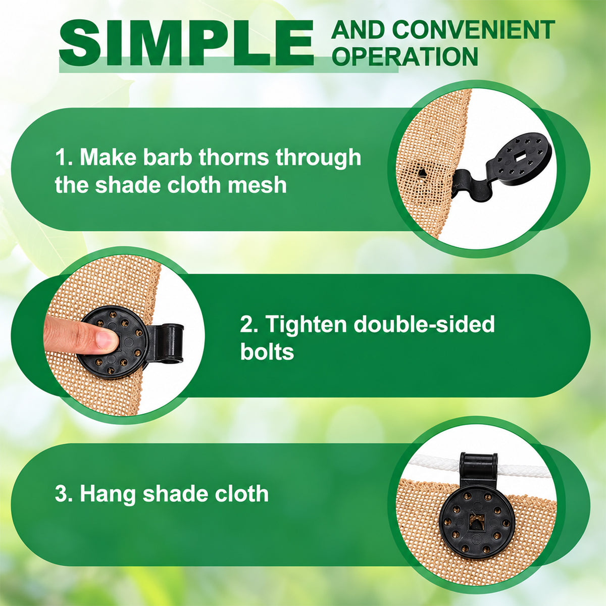 Shade cloth clip installation steps