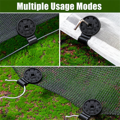Multiple usage modes for plastic shade cloth fixing clip