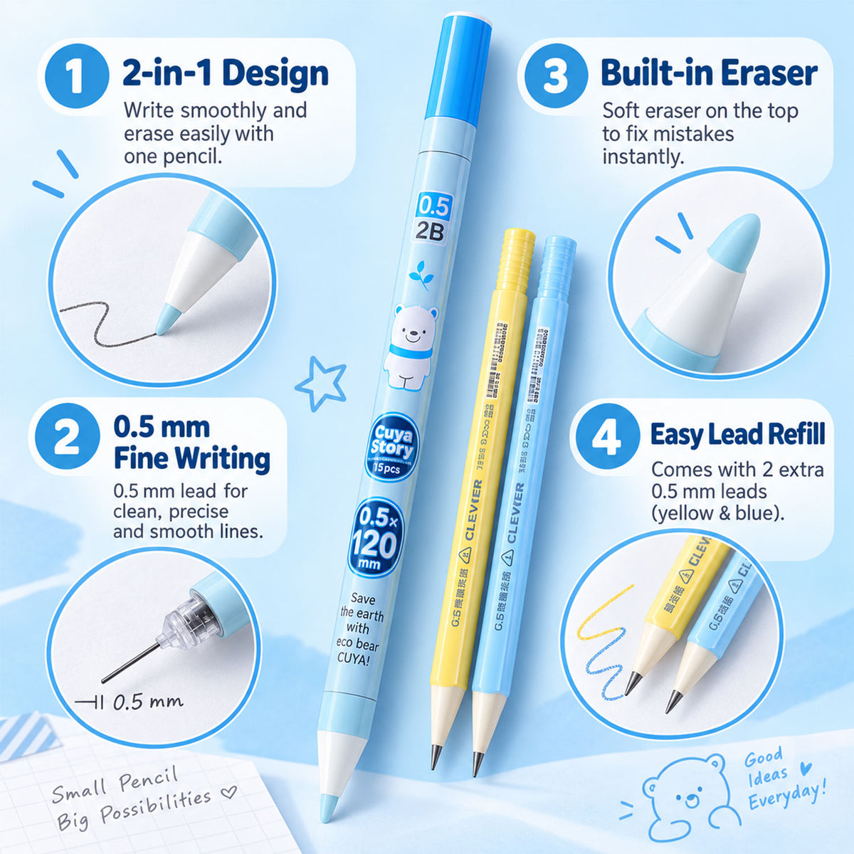 Retractable mechanical pencil set product image 6