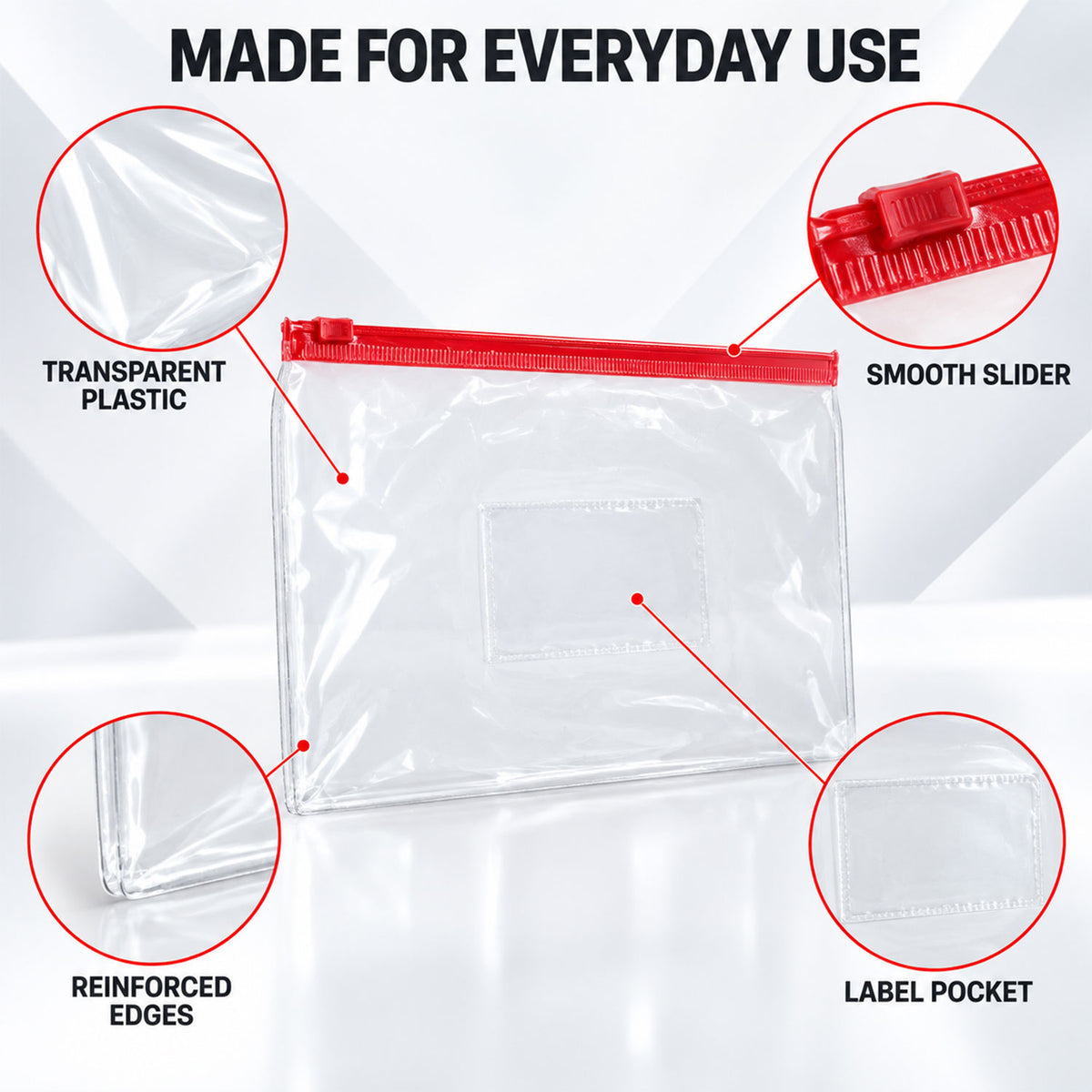 Transparent zipper storage pouch product image 10