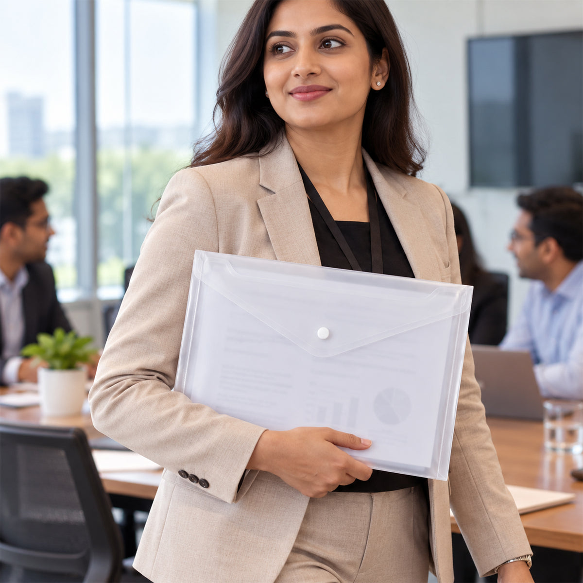 Plastic document file folder office use
