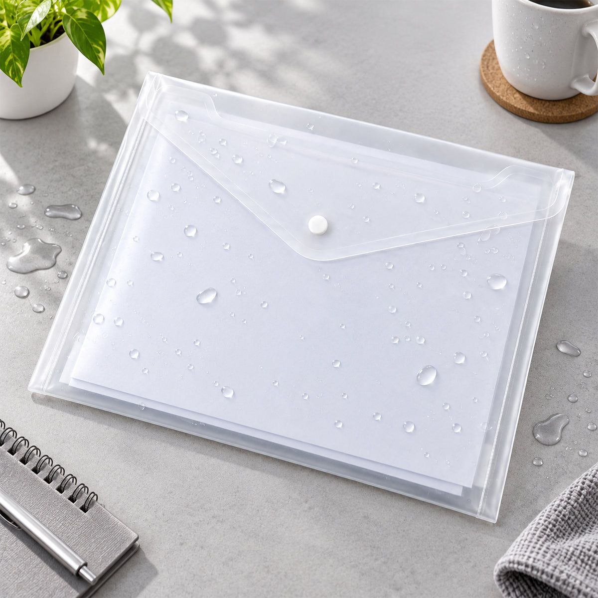 Plastic document file folder water resistant