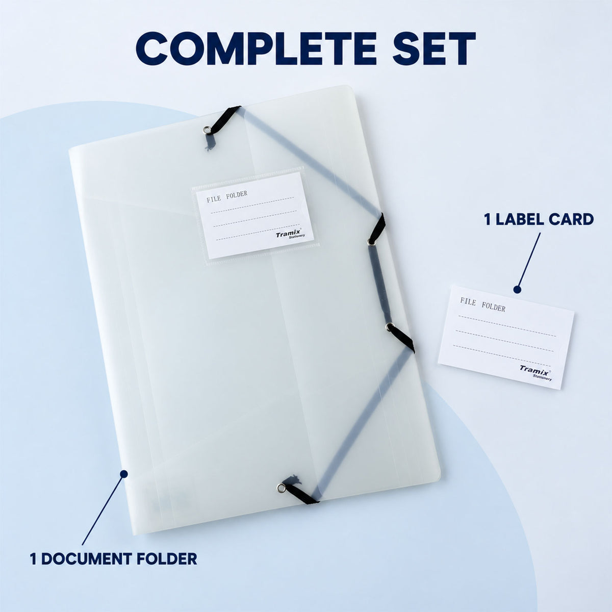 Transparent document folder complete set with label card