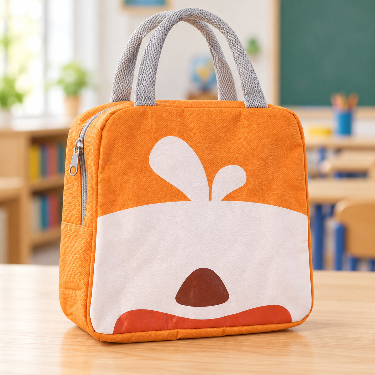 Insulated Cartoon Lunch Bag with Zipper Closure and Carry Handles for Kids Meals
