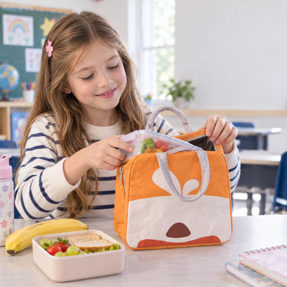 Insulated Cartoon Lunch Bag with Zipper Closure and Carry Handles for Kids Meals