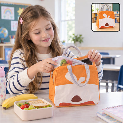 Insulated Cartoon Lunch Bag with Zipper Closure and Carry Handles for Kids Meals