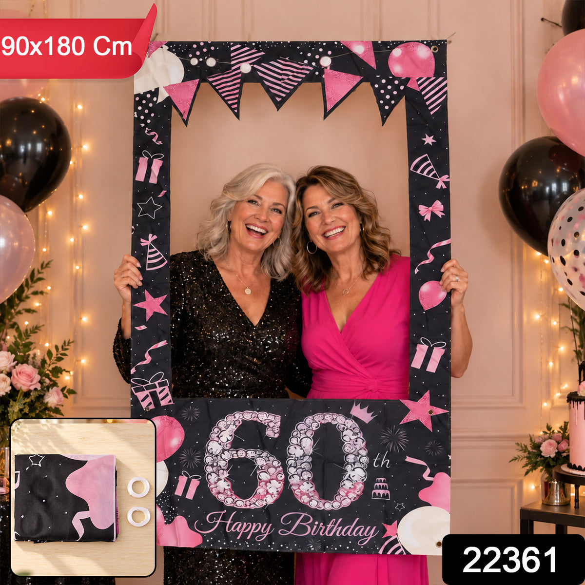 Birthday Photo Booth Backdrop Curtain for Birthday Party Decor (90x180 Cm)