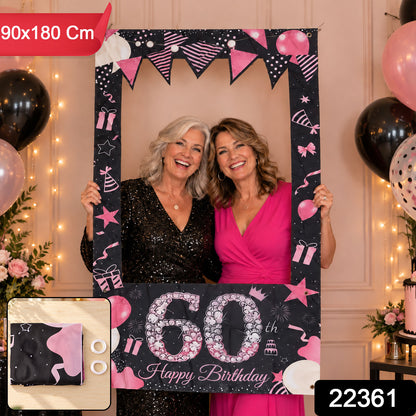 Birthday Photo Booth Backdrop Curtain for Birthday Party Decor (90x180 Cm)