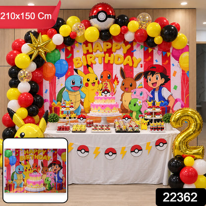 Birthday backdrop with product code 22362 and 210x150 Cm label