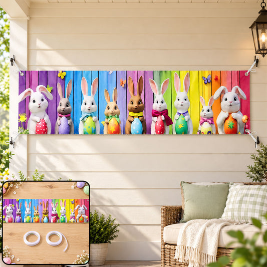 Easter bunny fabric backdrop curtain