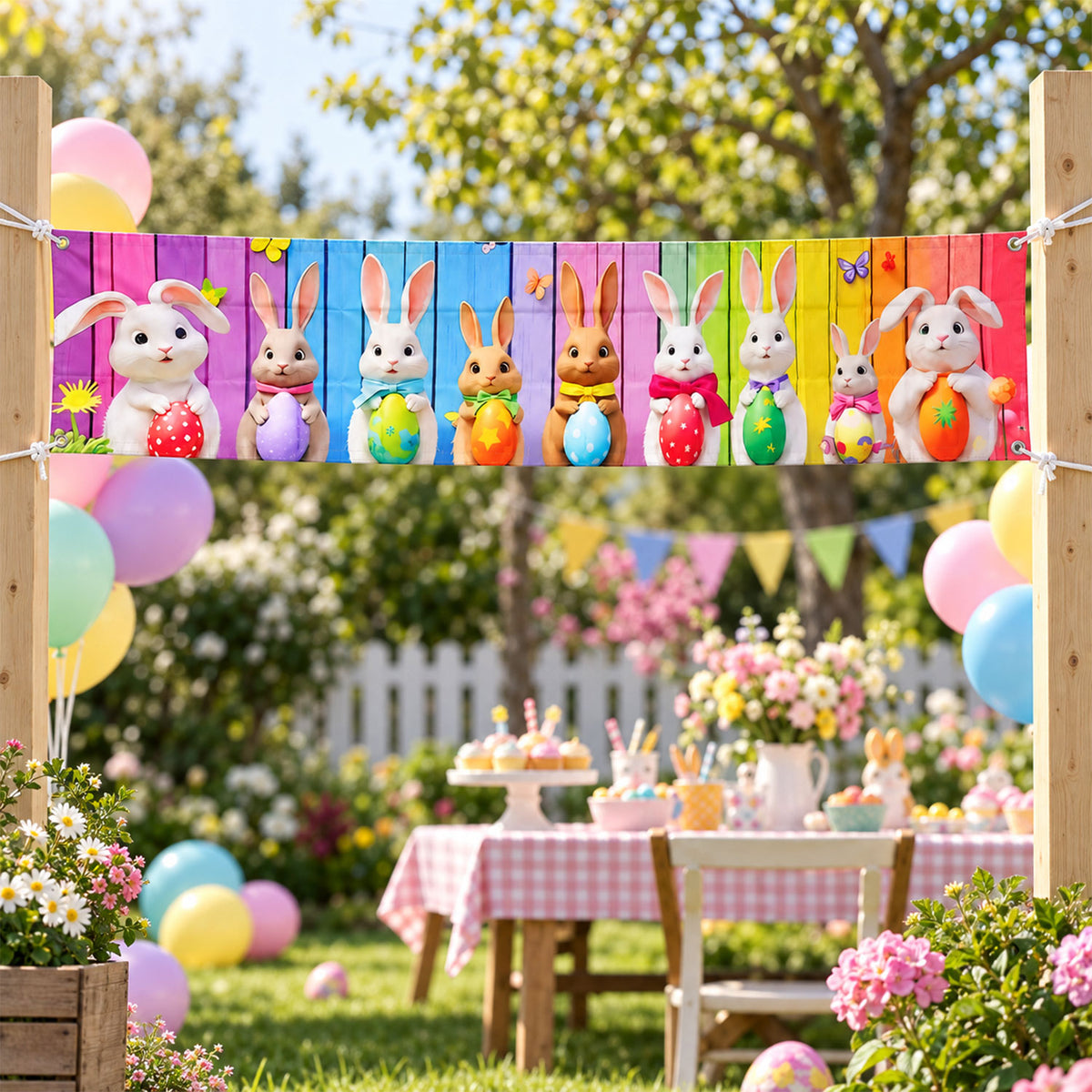 Easter backdrop curtain white bg