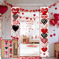 Love Heart Printed Door Hanging Backdrop Curtains Decoration (2 Pc, 180x30 Cm)