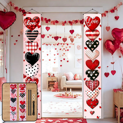 Love heart printed door hanging backdrop