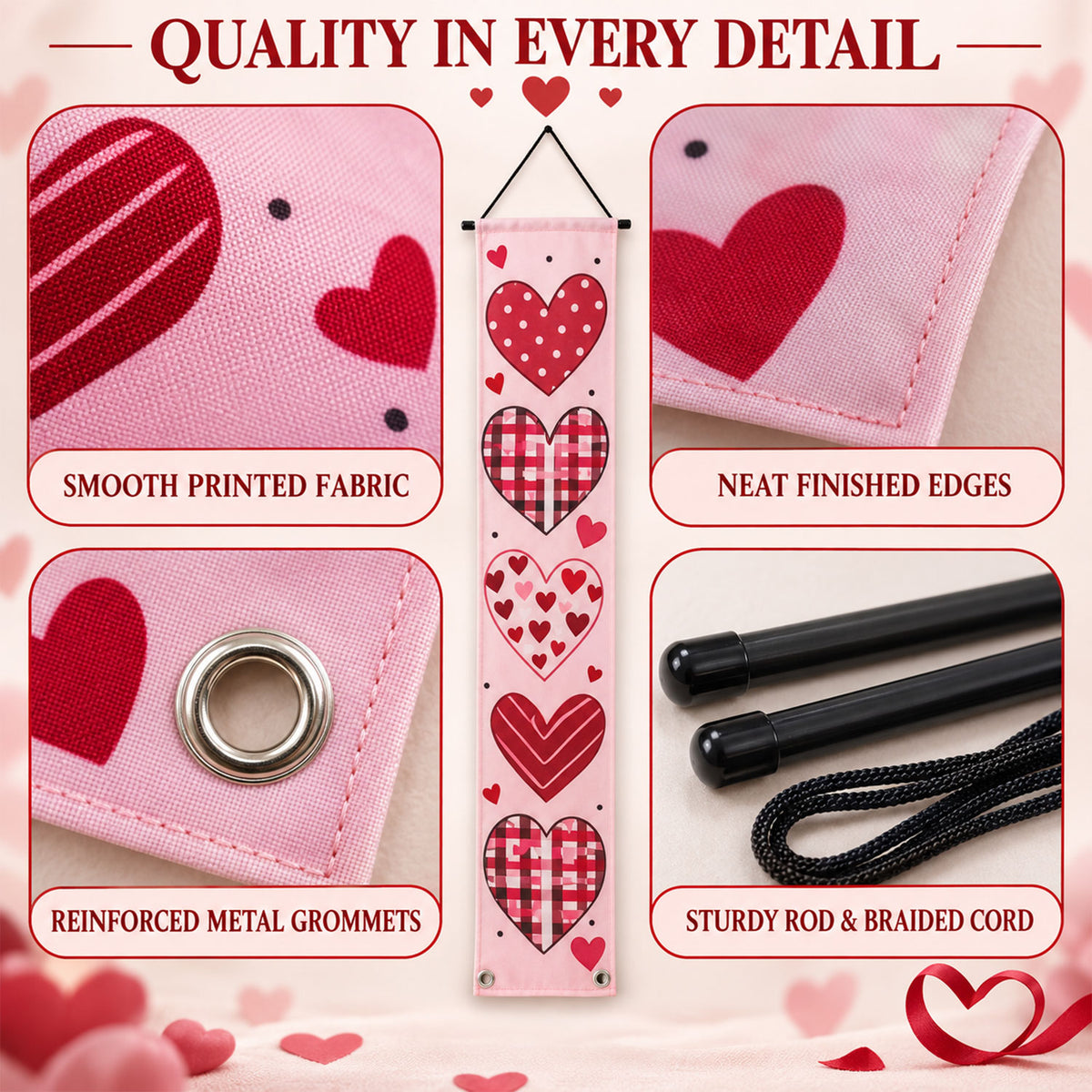 Heart print party decor curtain