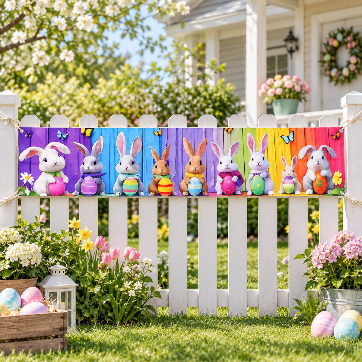 Spring party fence decor banner