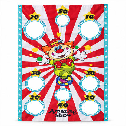 Clown toss game target on white background