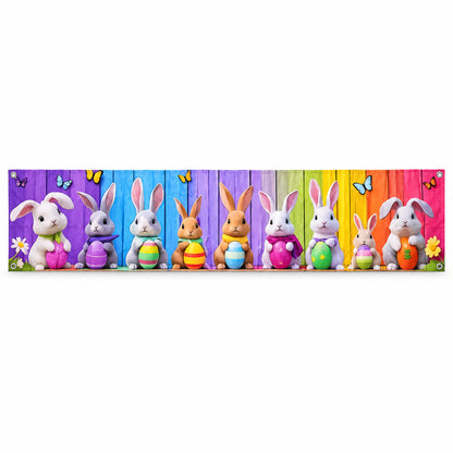 Easter bunny banner on white background