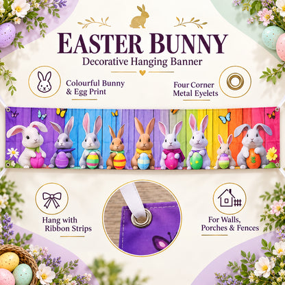 Easter banner corner eyelets and hanging ribbon details