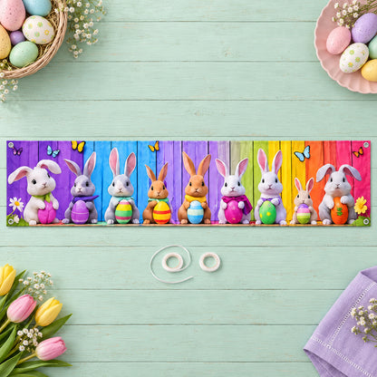 Printed Easter bunny banner and hanging accessories