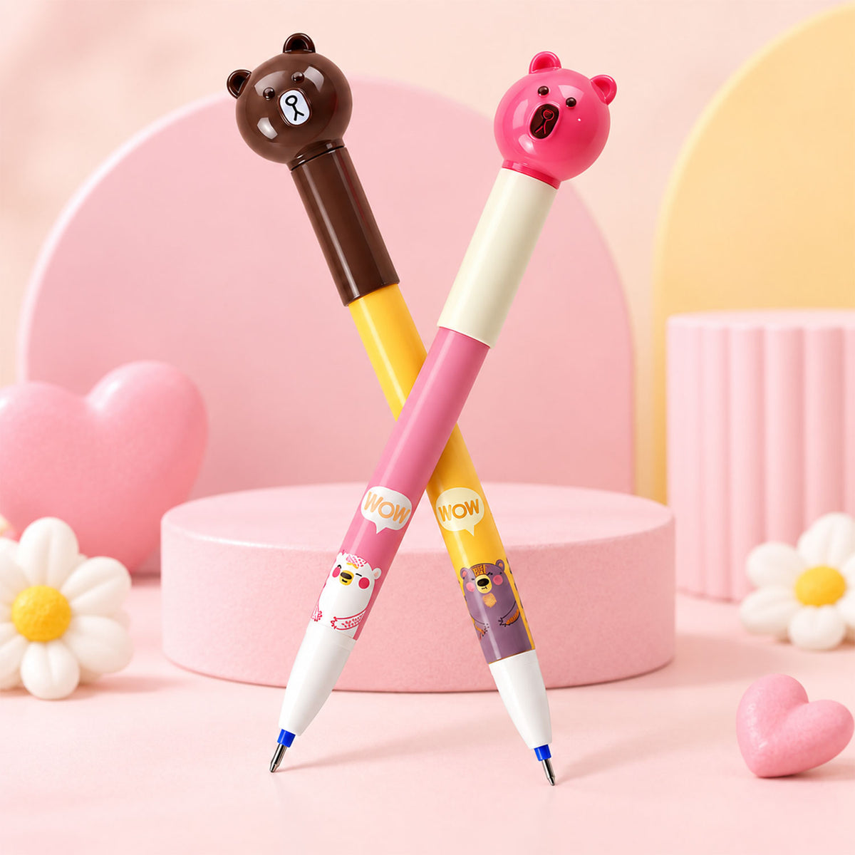 Cute pen pair school kids