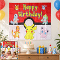 Cartoon Happy Birthday Party Backdrop Curtain for Wall Display (1 Pc, 100x75 Cm)