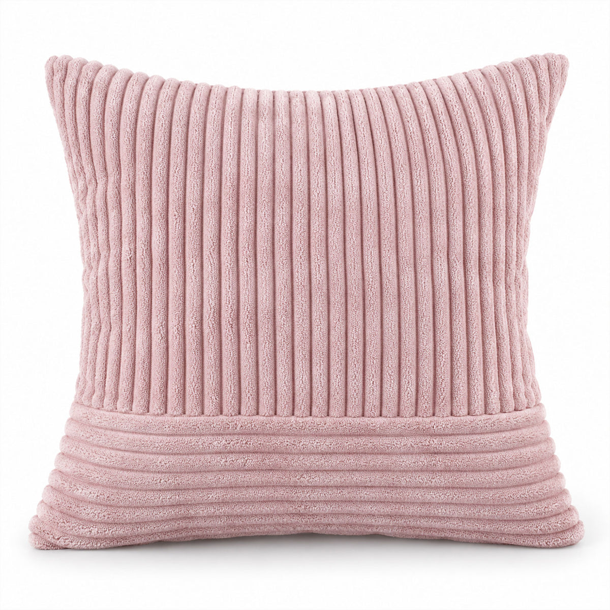 Pink soft pillow cover on white background