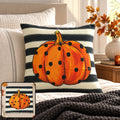 Pumpkin Print Woven Fabric Pillow Cover with Hidden Zipper (1 Pc, 44 x 44 Cm)