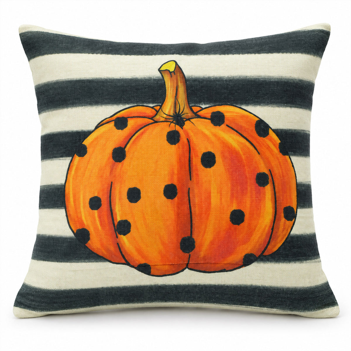 Pumpkin print pillow cover on white background