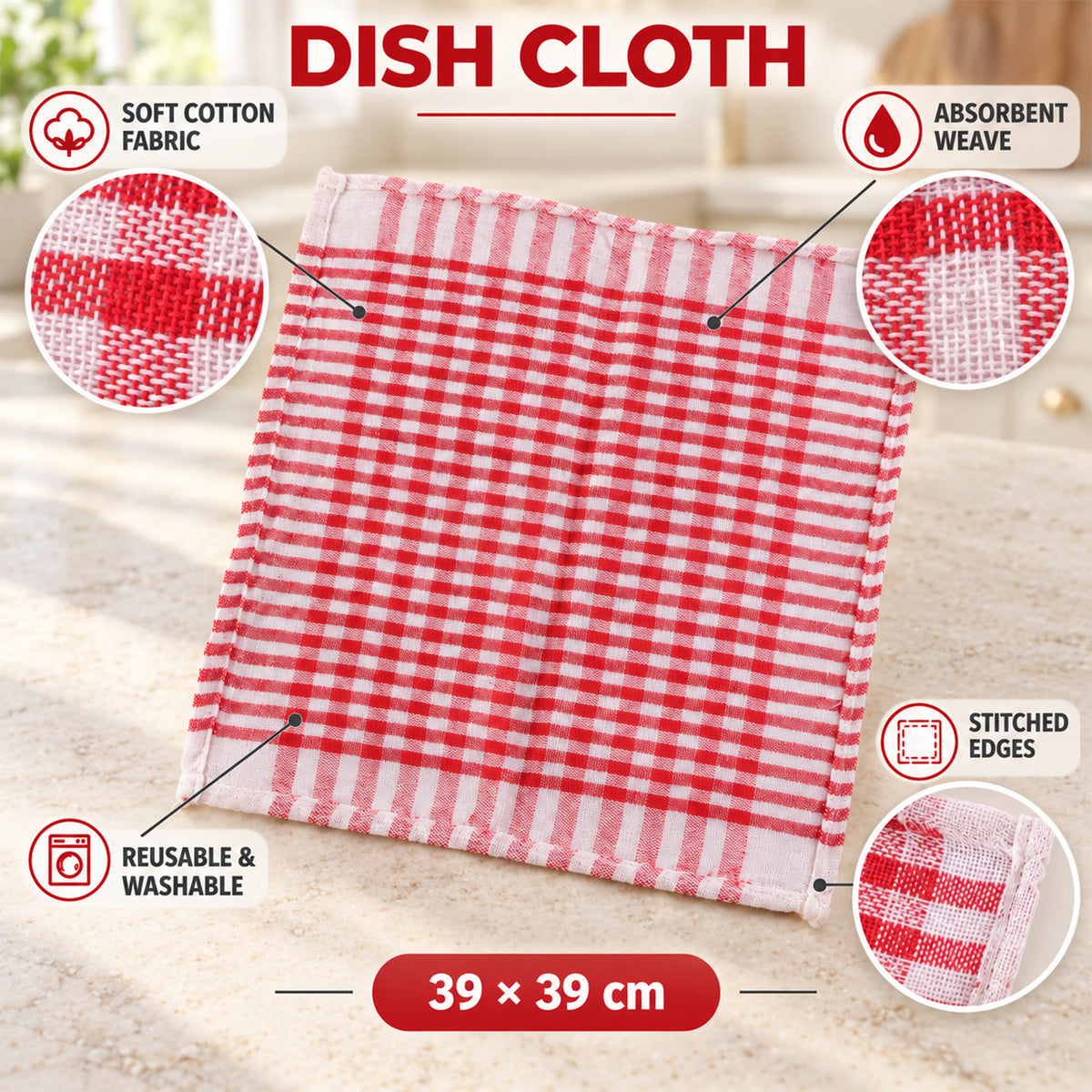 Dish cleaning cloth features and texture