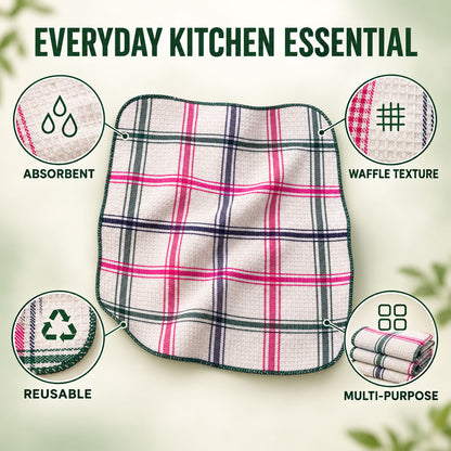 Reusable absorbent dish cloth with waffle texture