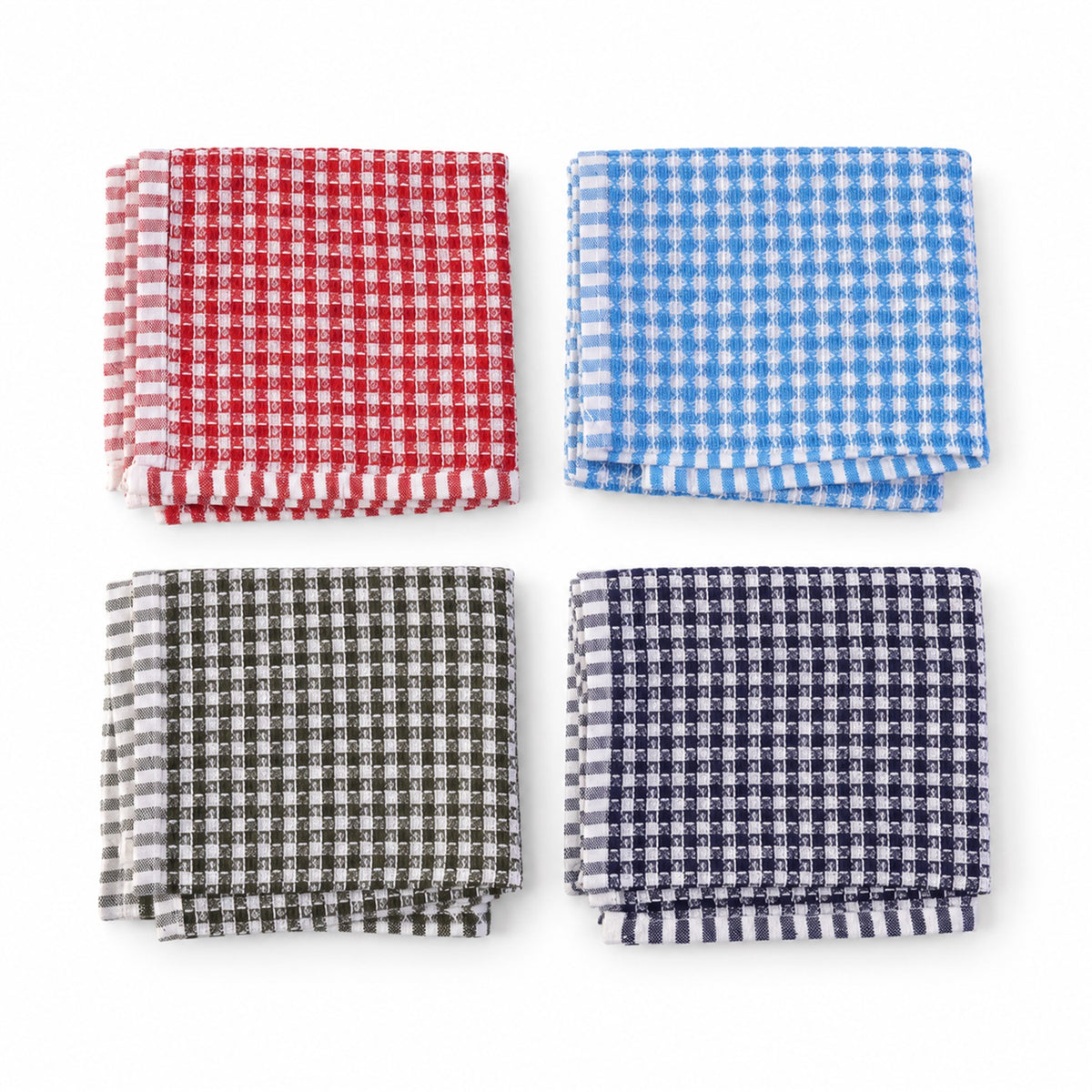 Four kitchen towels on a white background