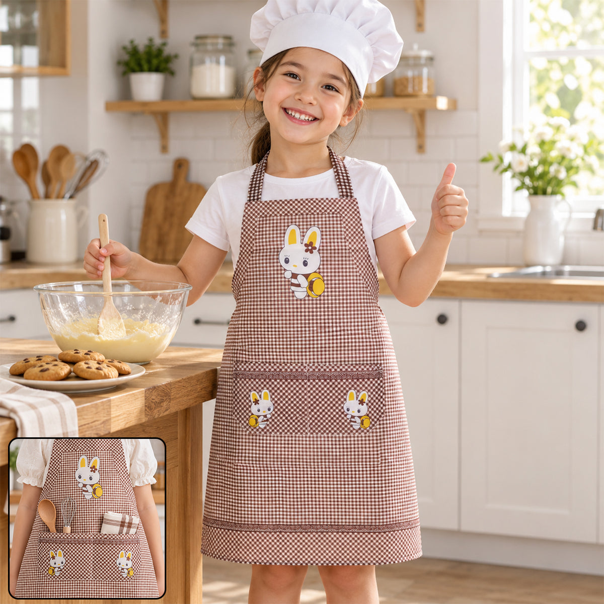 Kids cartoon kitchen cooking apron lifestyle view