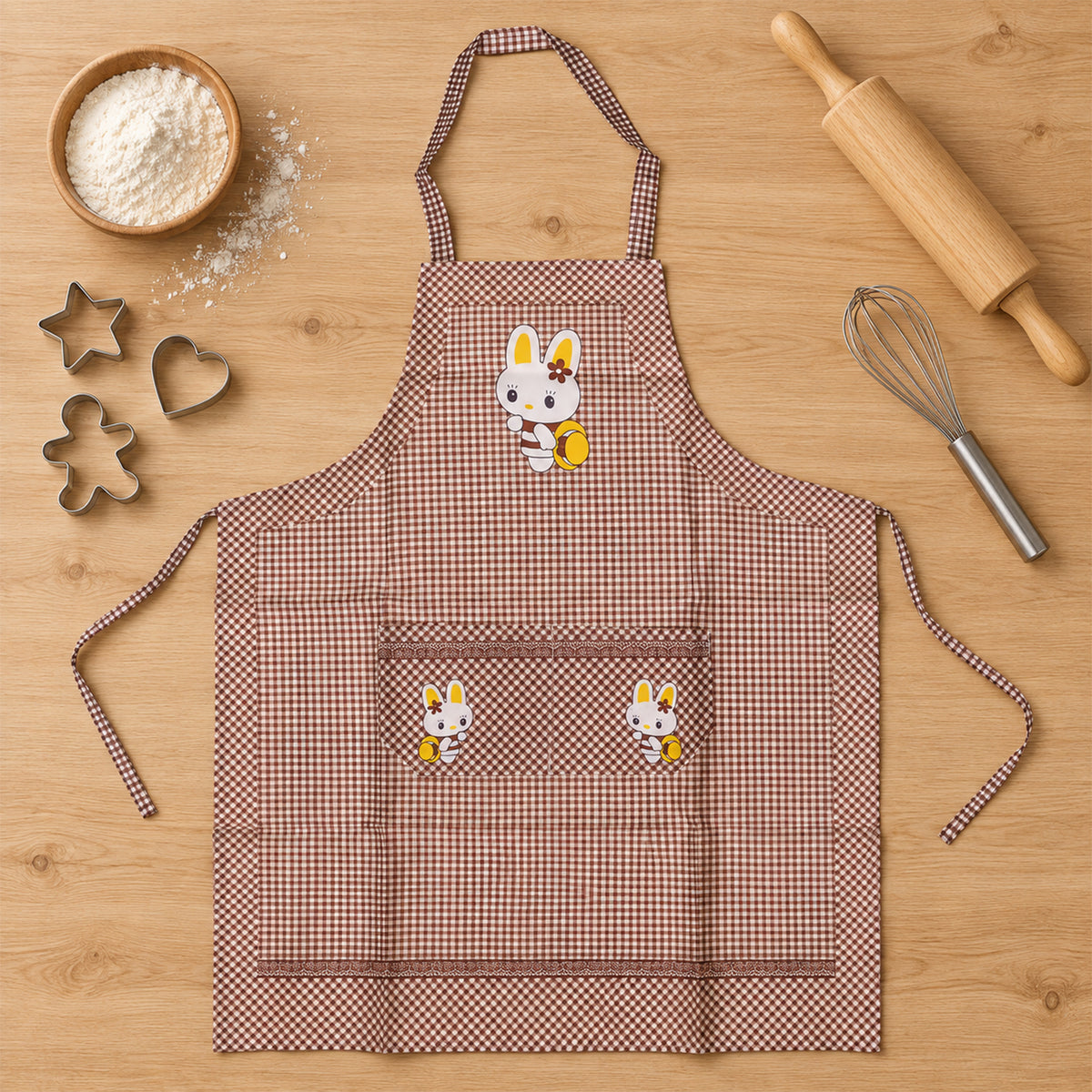 Kids cooking apron in kitchen