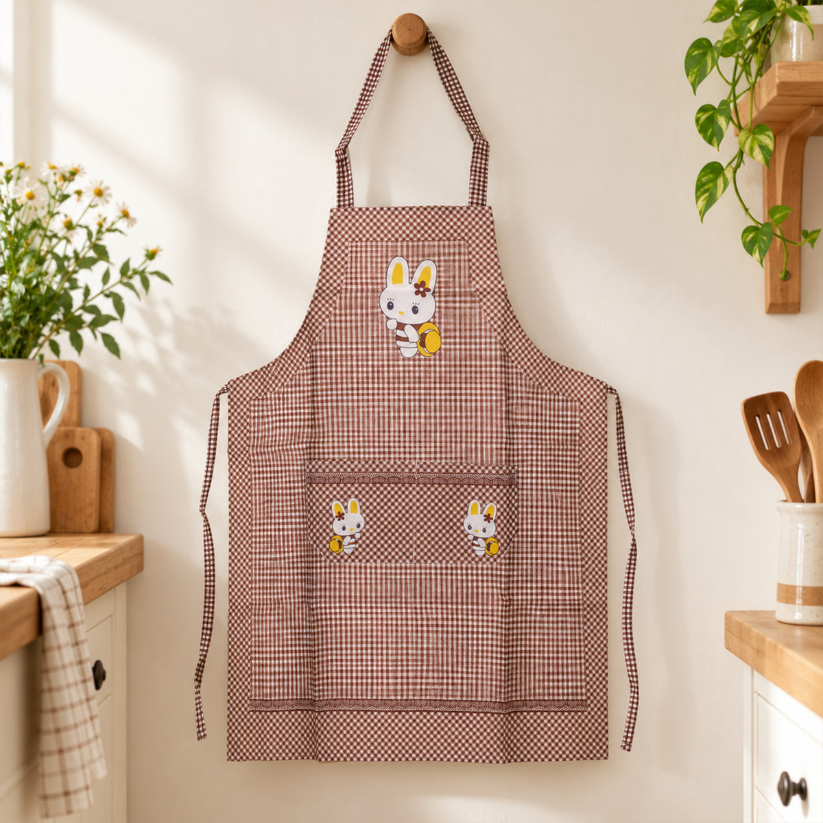 Cartoon kitchen apron on white background